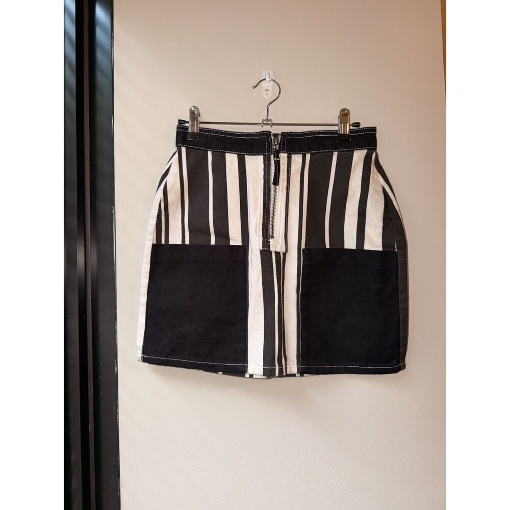 BDG Urban Outfitters Jean Skirt Women's XS Black White Stripe Square Pocket